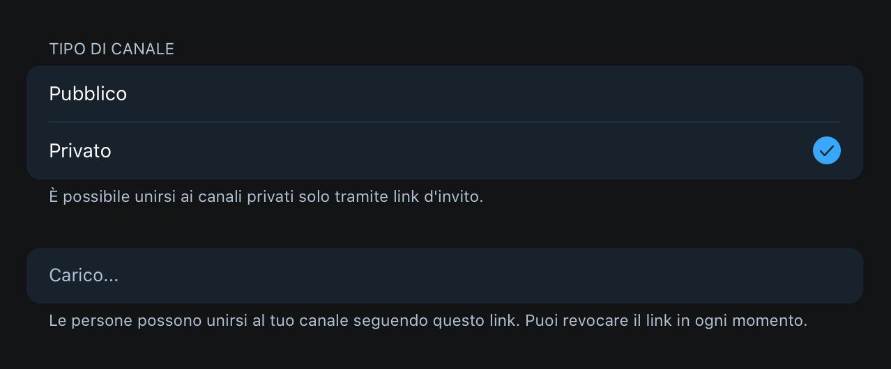 Canale Telegram privato