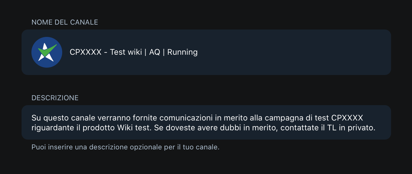 Canale Telegram pronto