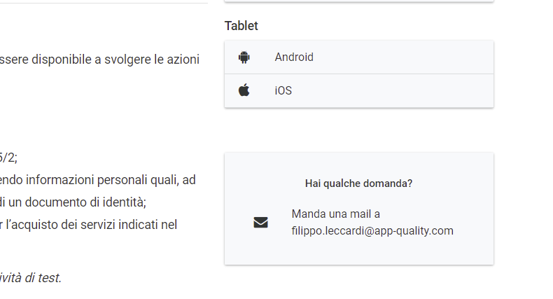 Contact card nella preview di una cp