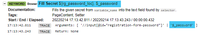 Example of a hidden password using special varialbes