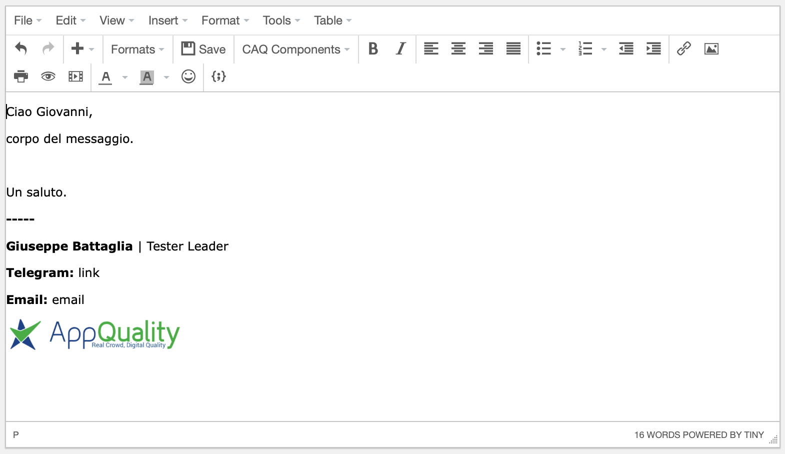 Screenshot Mail messages center