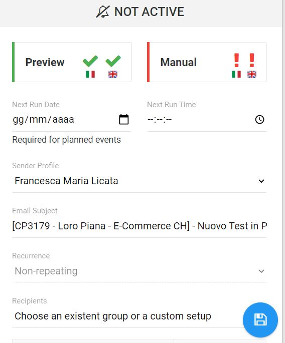 Assicurati che in questa fase la Preview sia visibile (Spunte verdi) e il manuale non sia ancora visibile (Spunte rosse)